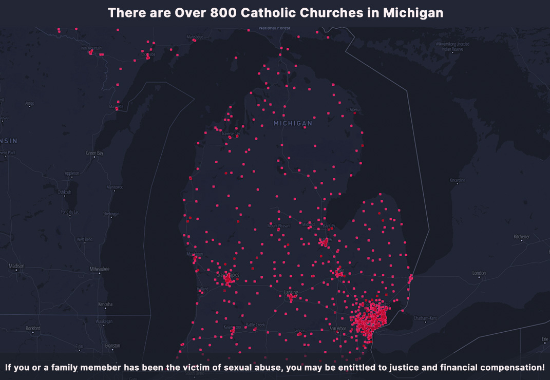 Michigan catholic churches map